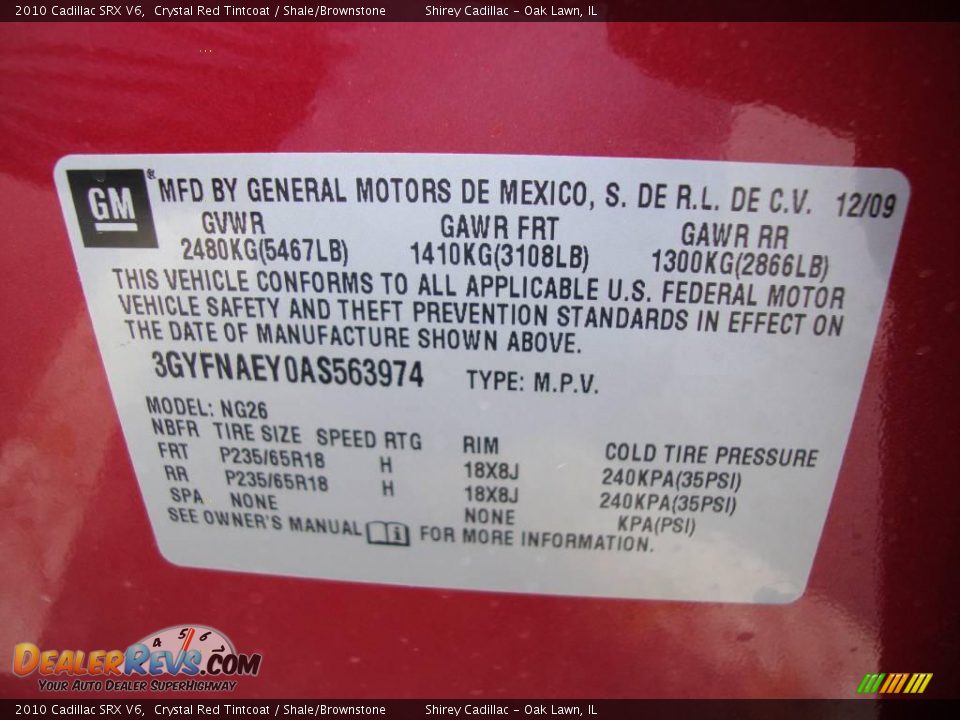 2010 Cadillac SRX V6 Crystal Red Tintcoat / Shale/Brownstone Photo #15