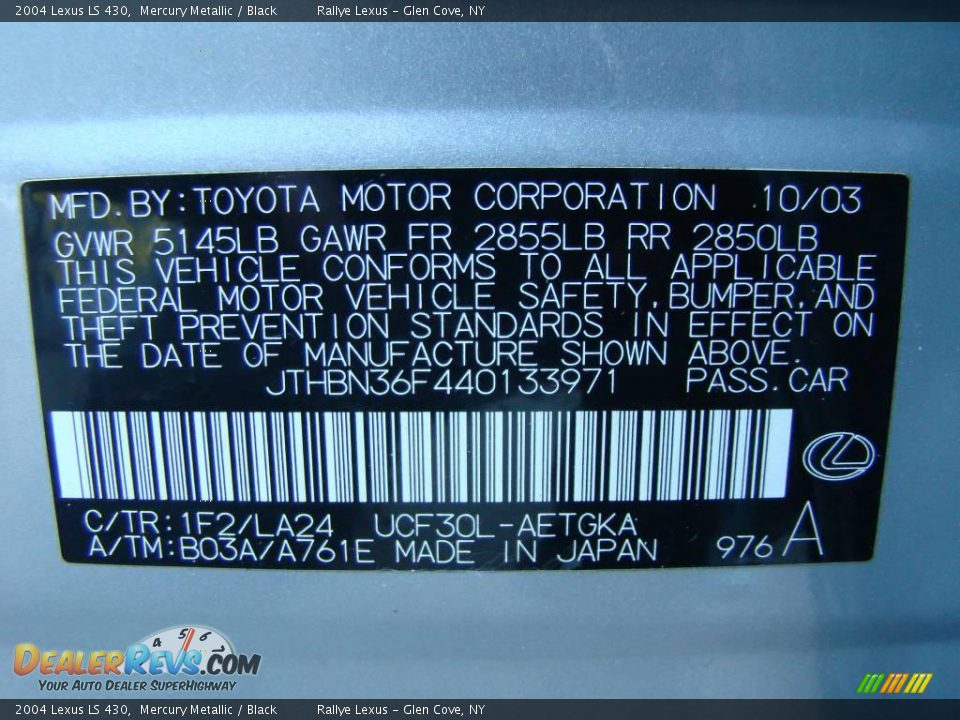 2004 Lexus LS 430 Mercury Metallic / Black Photo #15