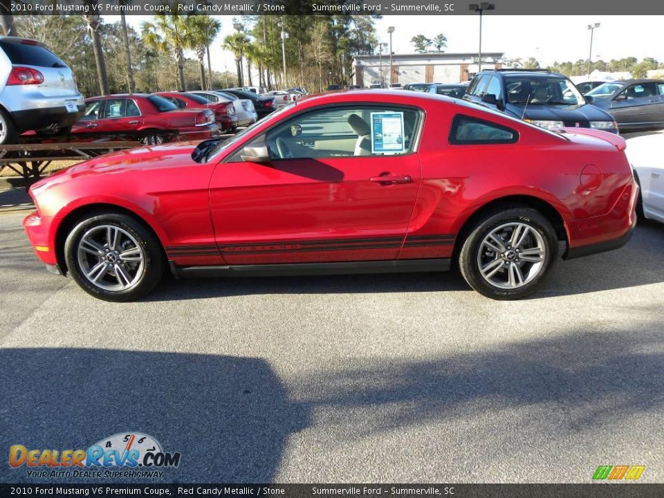 2010 Ford Mustang V6 Premium Coupe Red Candy Metallic / Stone Photo #2