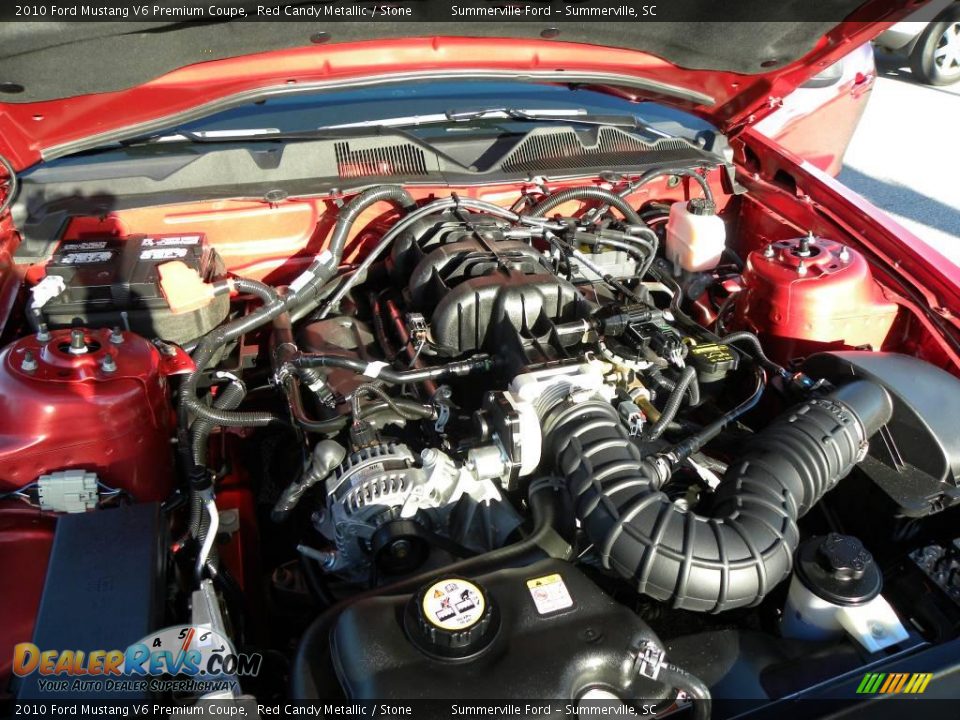 2010 Ford Mustang V6 Premium Coupe Red Candy Metallic / Stone Photo #15