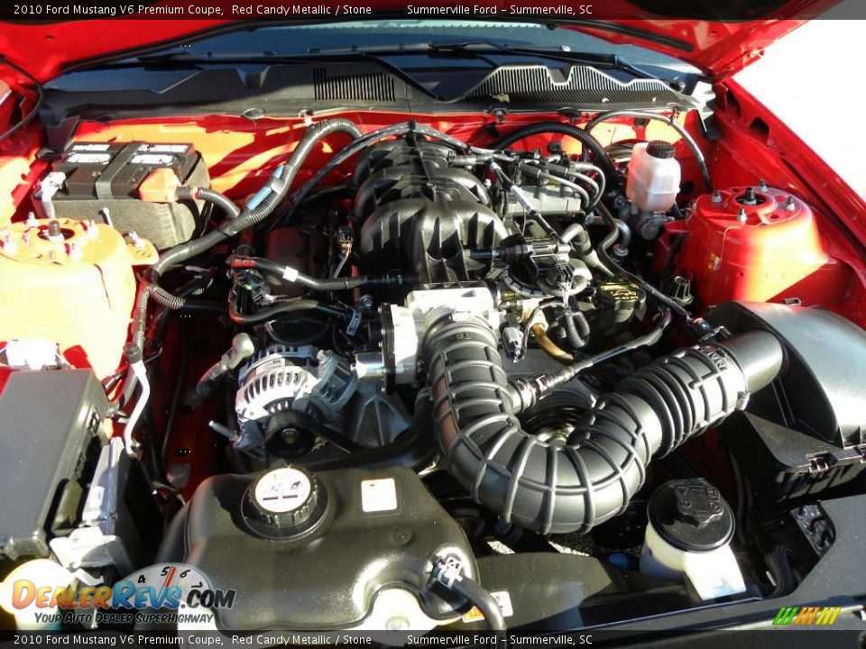 2010 Ford Mustang V6 Premium Coupe Red Candy Metallic / Stone Photo #14