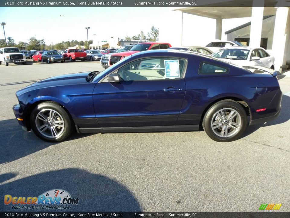 2010 Ford Mustang V6 Premium Coupe Kona Blue Metallic / Stone Photo #2