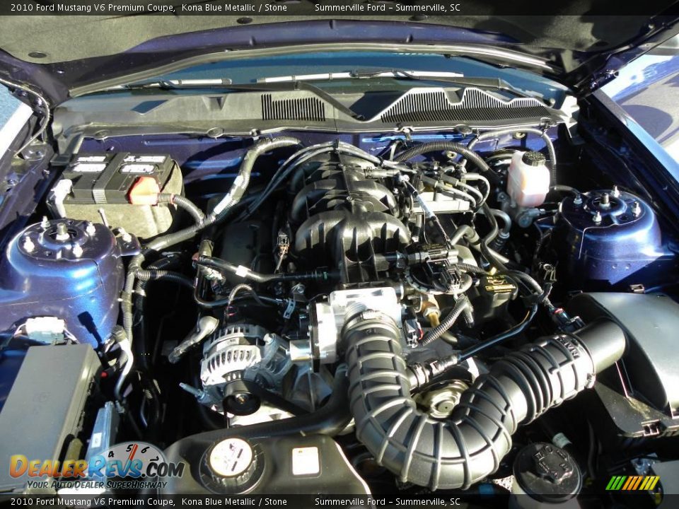 2010 Ford Mustang V6 Premium Coupe Kona Blue Metallic / Stone Photo #15