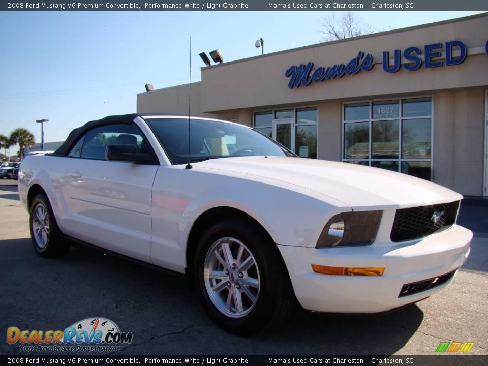 2008 Ford Mustang V6 Premium Convertible Performance White / Light Graphite Photo #2