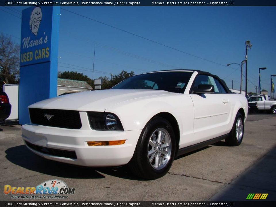 2008 Ford Mustang V6 Premium Convertible Performance White / Light Graphite Photo #4