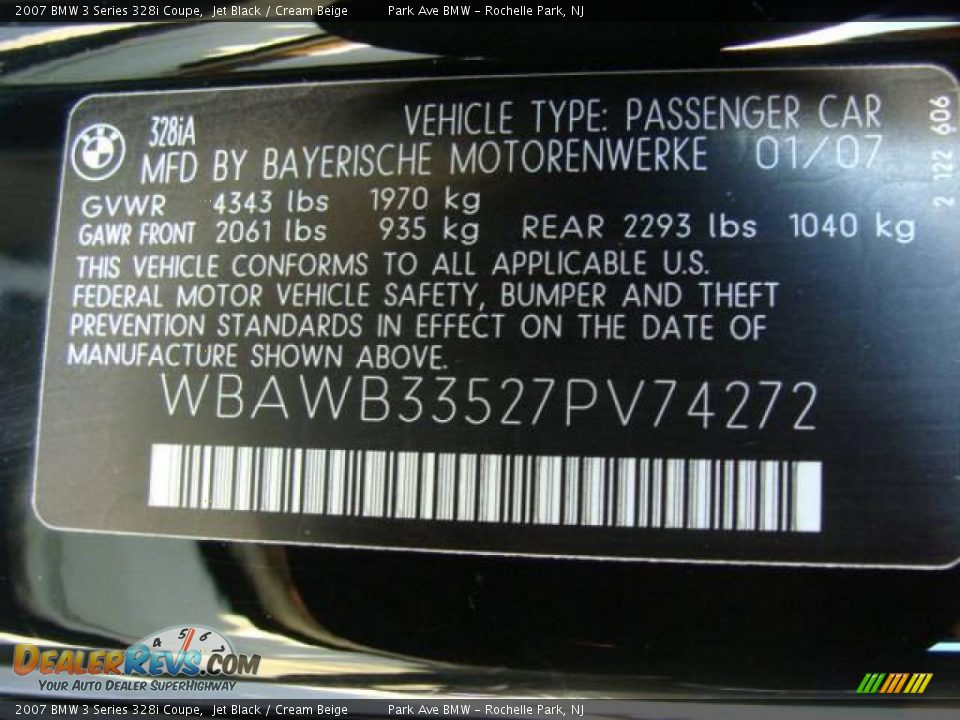 2007 BMW 3 Series 328i Coupe Jet Black / Cream Beige Photo #25