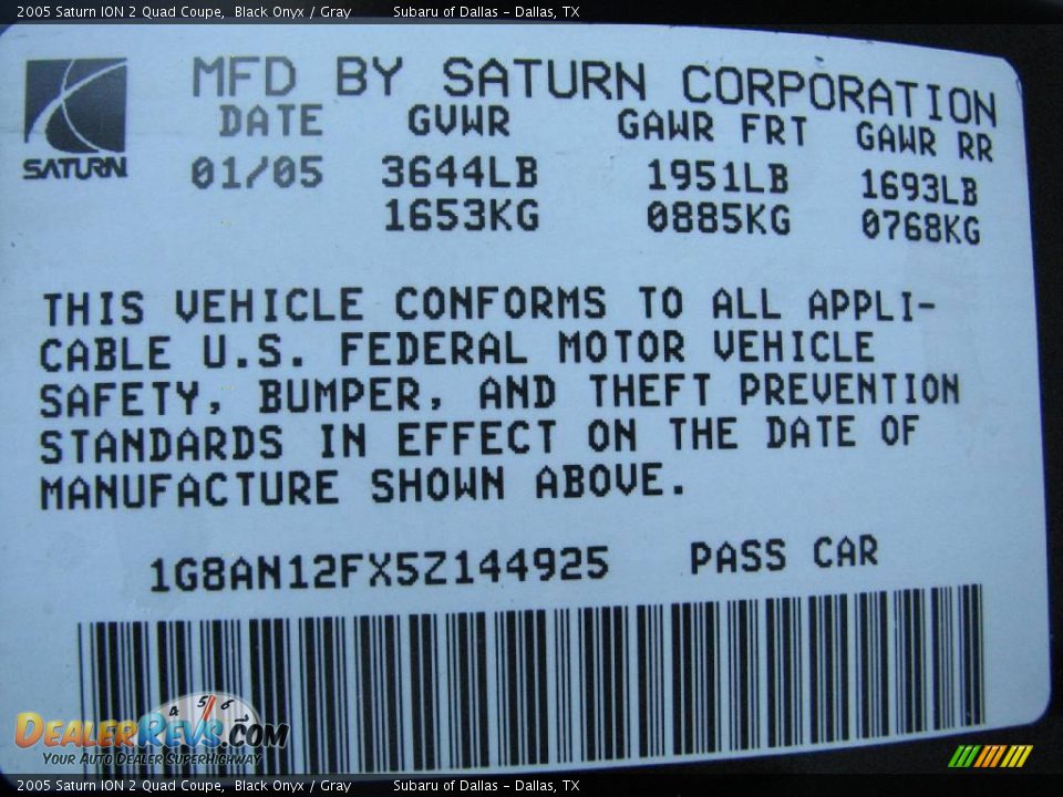 2005 Saturn ION 2 Quad Coupe Black Onyx / Gray Photo #21