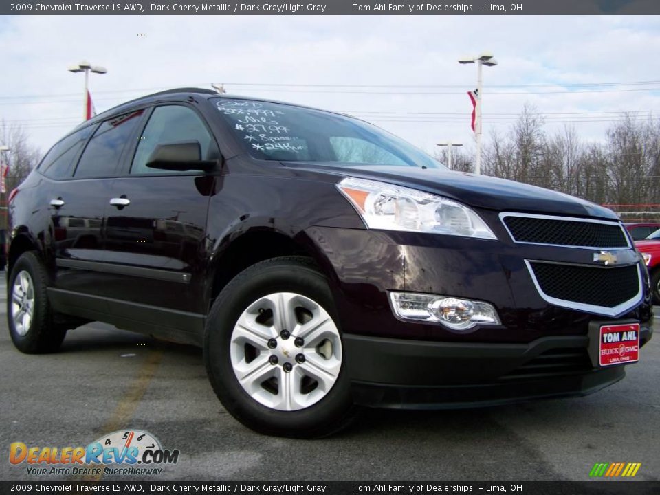 2009 Chevrolet Traverse LS AWD Dark Cherry Metallic / Dark Gray/Light Gray Photo #1
