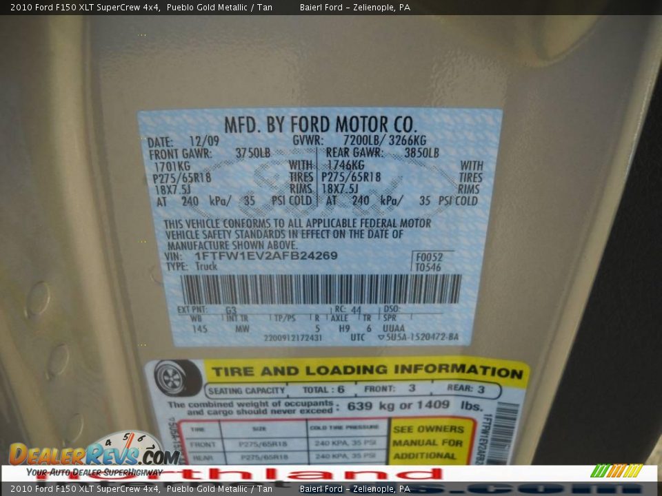 2010 Ford F150 XLT SuperCrew 4x4 Pueblo Gold Metallic / Tan Photo #12