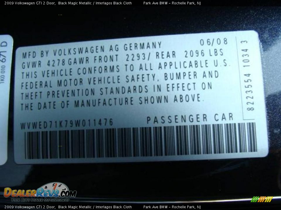 2009 Volkswagen GTI 2 Door Black Magic Metallic / Interlagos Black Cloth Photo #25