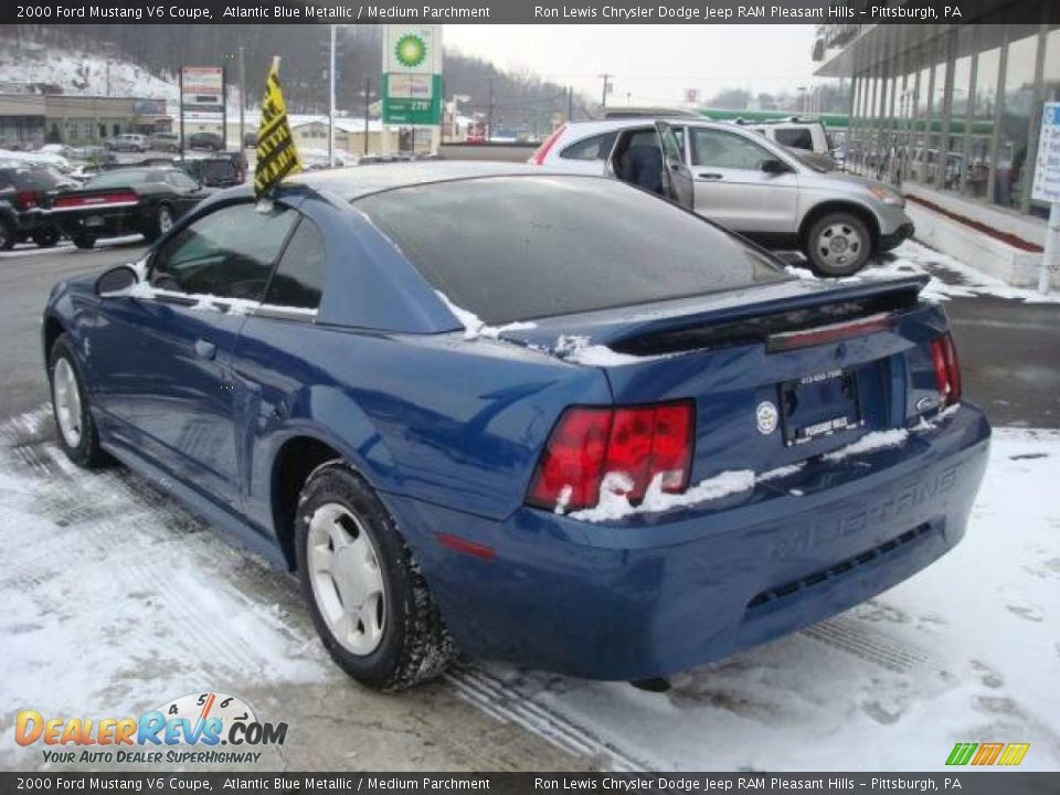 2000 Ford Mustang V6 Coupe Atlantic Blue Metallic / Medium Parchment Photo #2