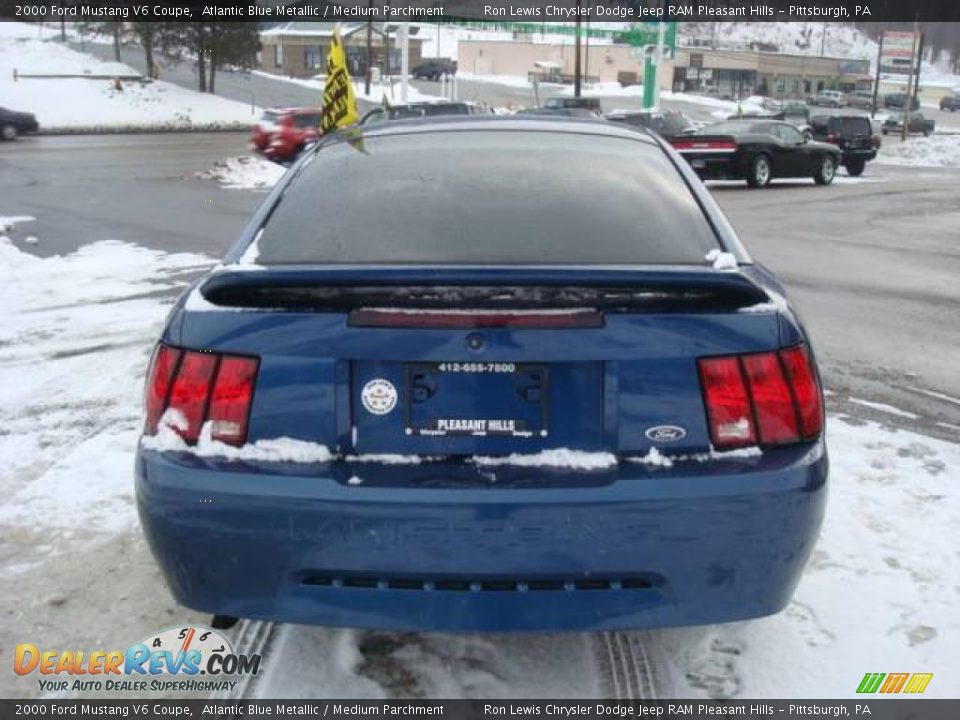 2000 Ford Mustang V6 Coupe Atlantic Blue Metallic / Medium Parchment Photo #3