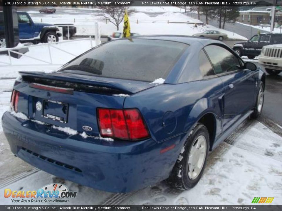 2000 Ford Mustang V6 Coupe Atlantic Blue Metallic / Medium Parchment Photo #4