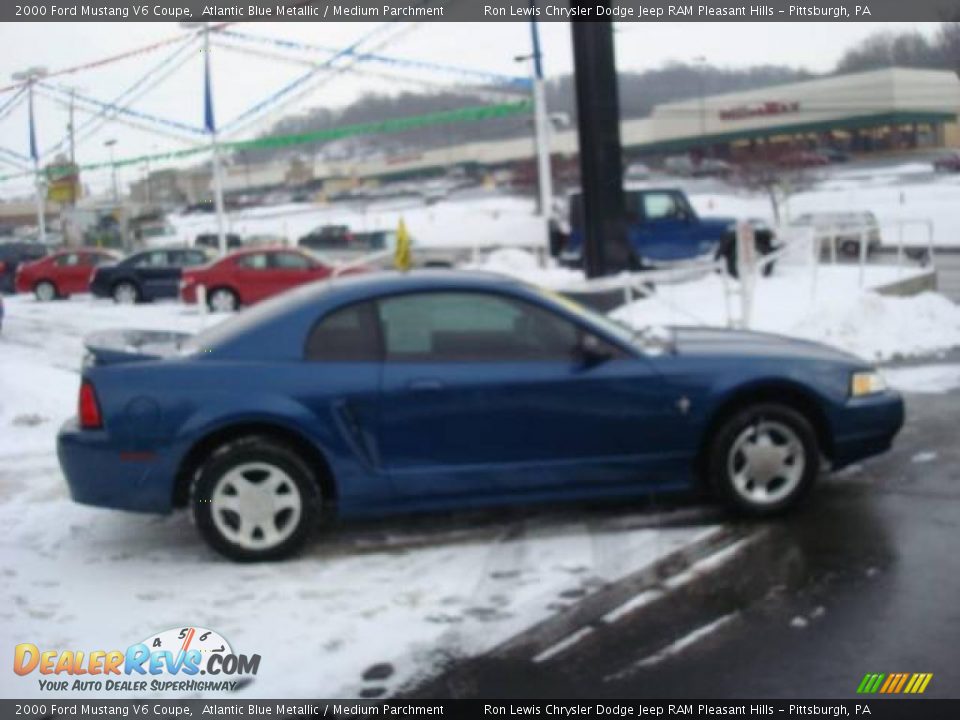 2000 Ford Mustang V6 Coupe Atlantic Blue Metallic / Medium Parchment Photo #5