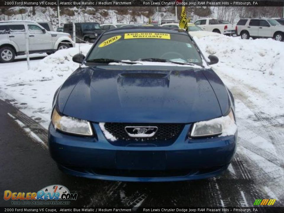 2000 Ford Mustang V6 Coupe Atlantic Blue Metallic / Medium Parchment Photo #7