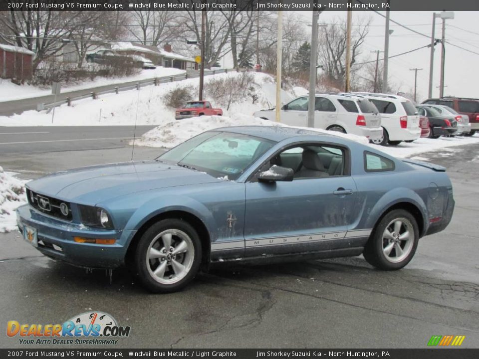 2007 Ford Mustang V6 Premium Coupe Windveil Blue Metallic / Light Graphite Photo #5