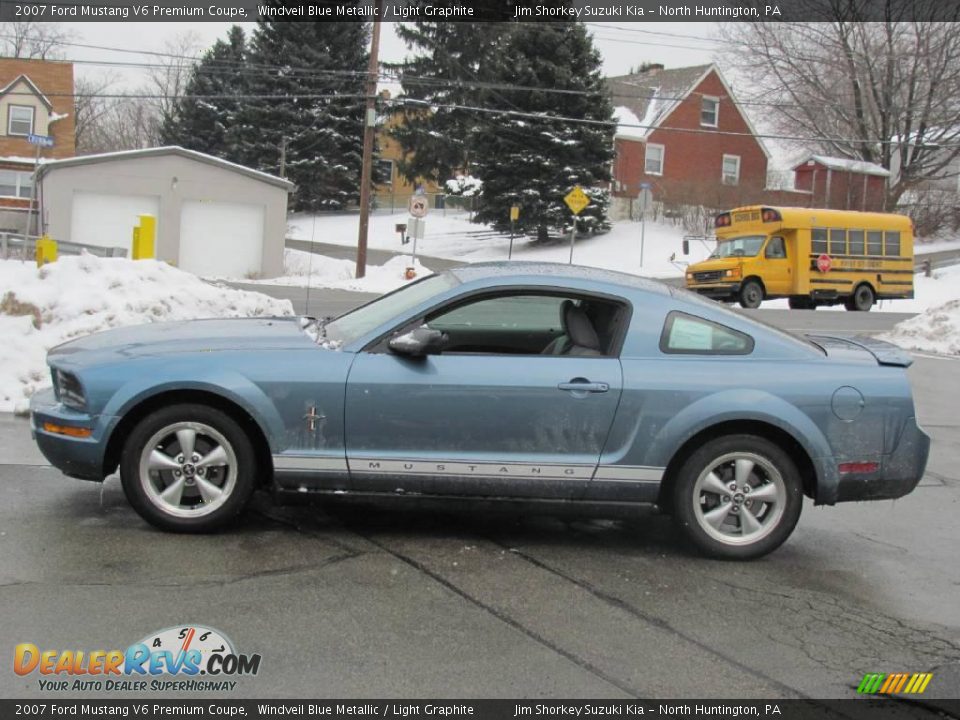 2007 Ford Mustang V6 Premium Coupe Windveil Blue Metallic / Light Graphite Photo #6