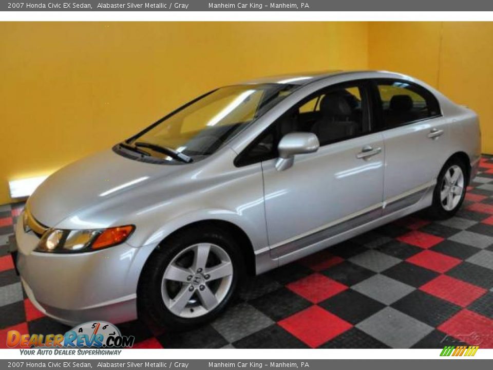 2007 Honda Civic EX Sedan Alabaster Silver Metallic / Gray Photo #3