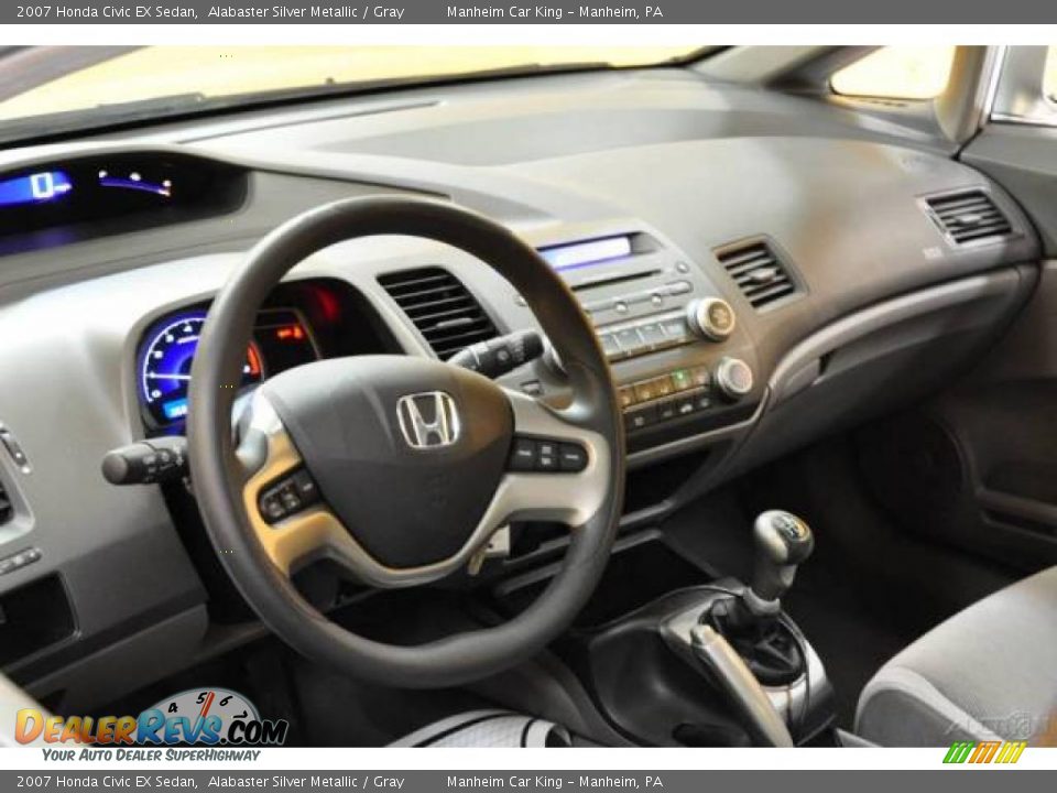 2007 Honda Civic EX Sedan Alabaster Silver Metallic / Gray Photo #7