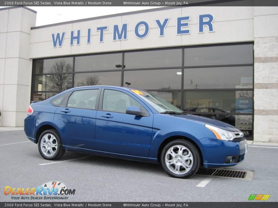 2009 Ford Focus SES Sedan Vista Blue Metallic / Medium Stone Photo #1