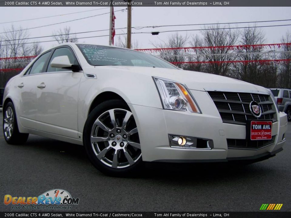 2008 Cadillac CTS 4 AWD Sedan White Diamond Tri-Coat / Cashmere/Cocoa Photo #1