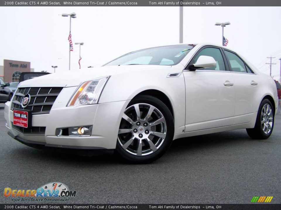 2008 Cadillac CTS 4 AWD Sedan White Diamond Tri-Coat / Cashmere/Cocoa Photo #6