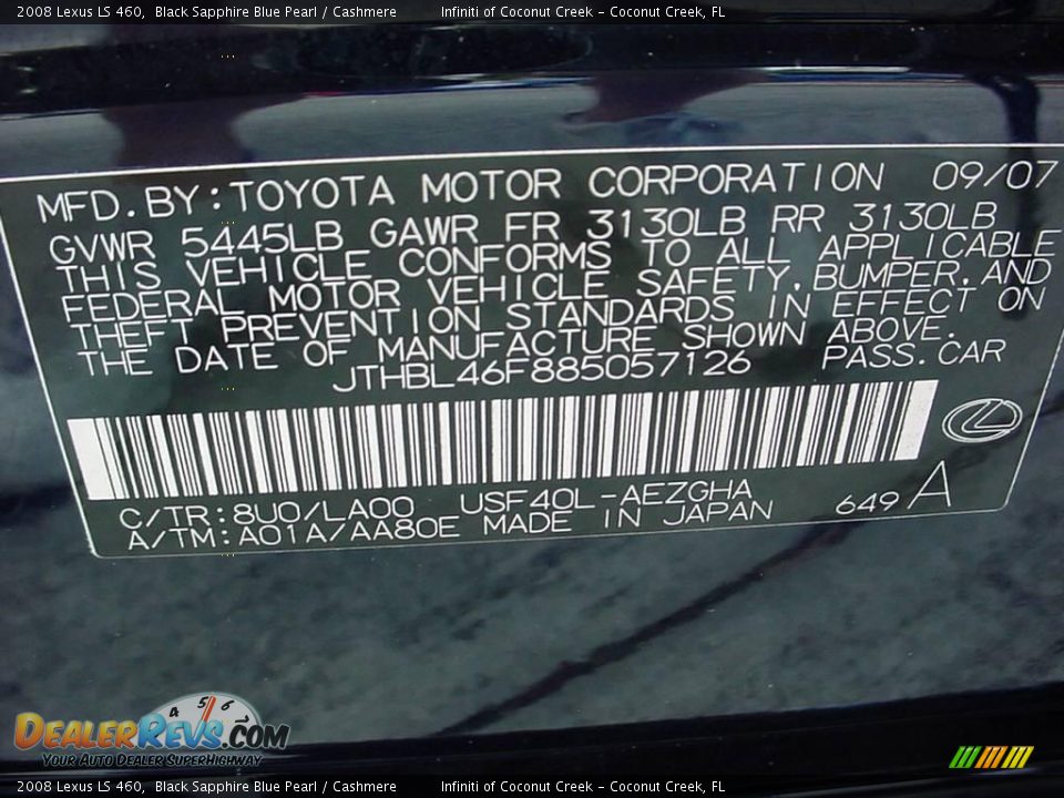 2008 Lexus LS 460 Black Sapphire Blue Pearl / Cashmere Photo #32