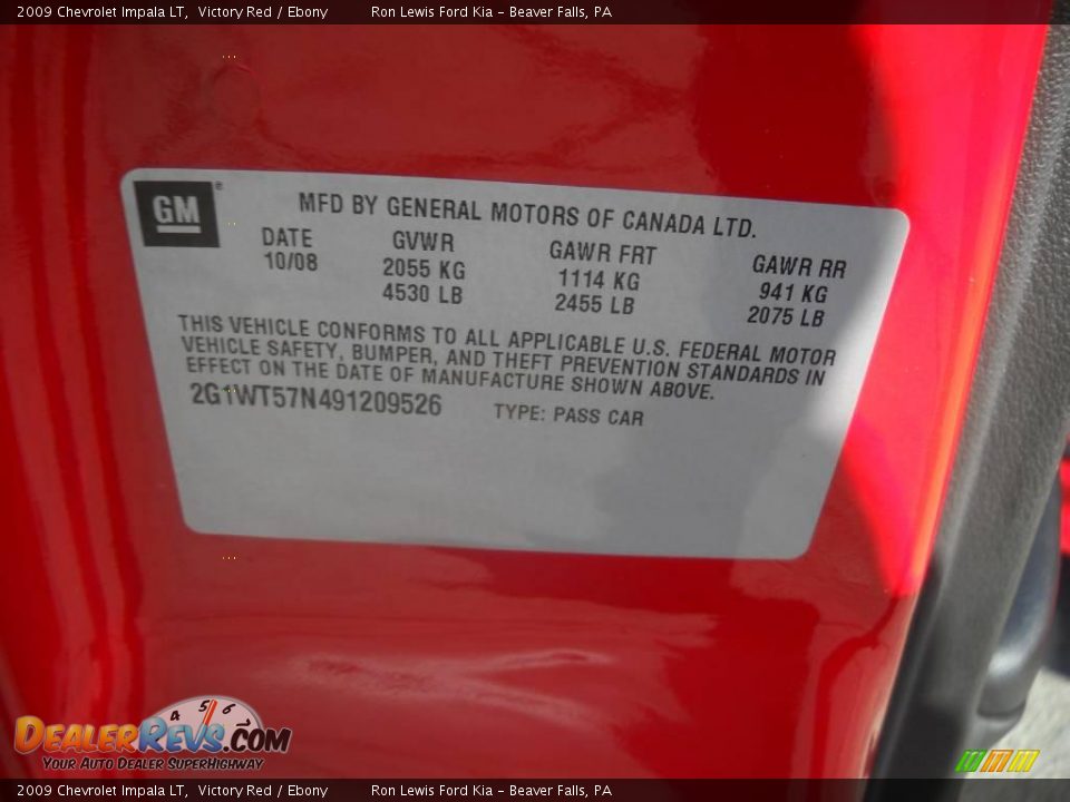 2009 Chevrolet Impala LT Victory Red / Ebony Photo #9