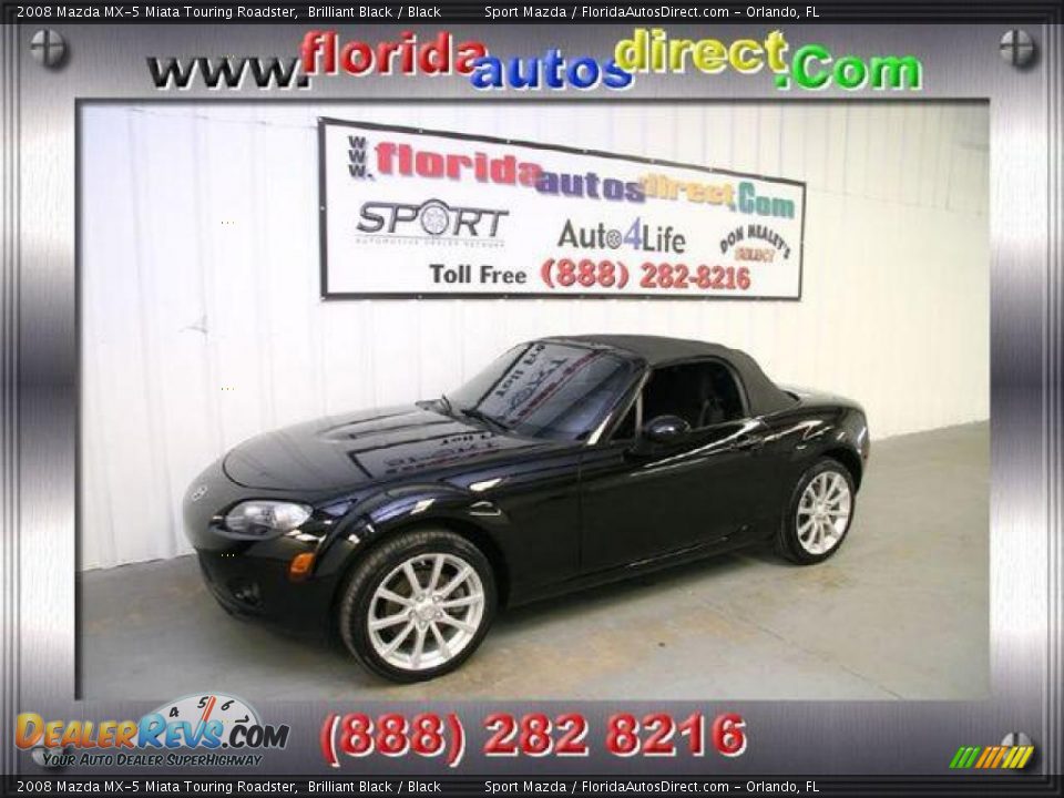 2008 Mazda MX-5 Miata Touring Roadster Brilliant Black / Black Photo #1