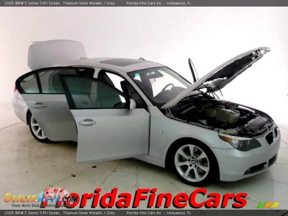 2005 BMW 5 Series 545i Sedan Titanium Silver Metallic / Grey Photo #7
