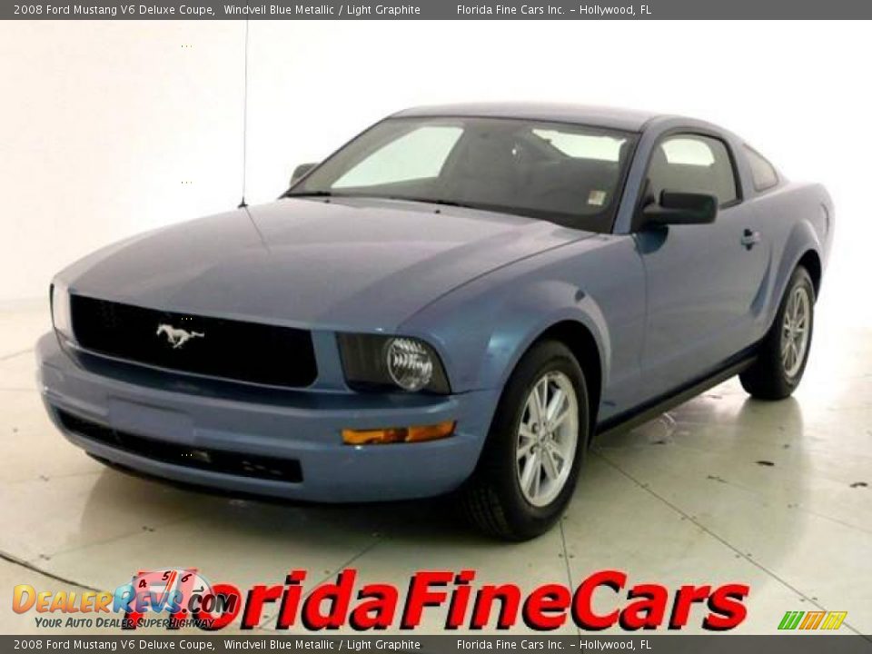 2008 Ford Mustang V6 Deluxe Coupe Windveil Blue Metallic / Light Graphite Photo #1