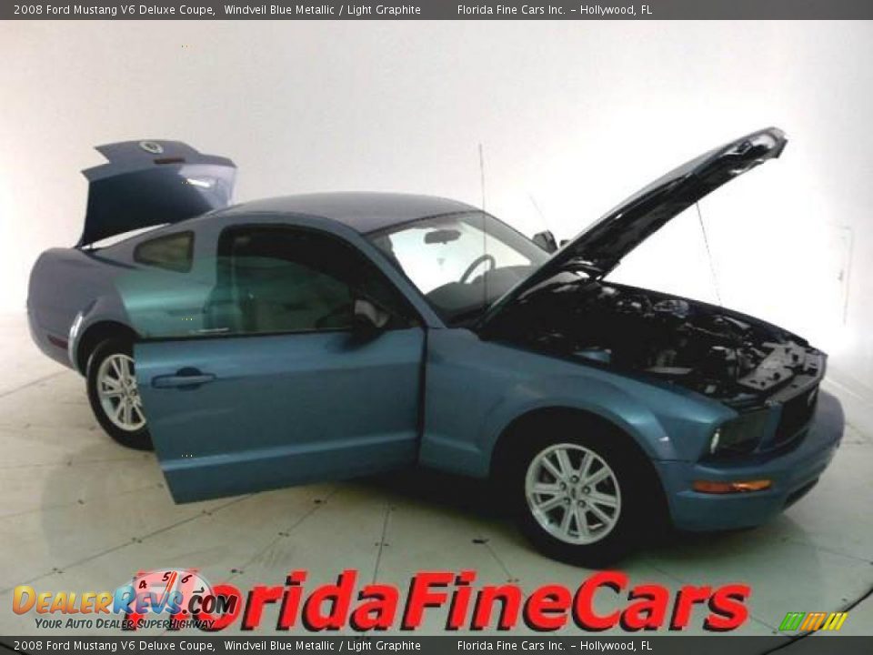 2008 Ford Mustang V6 Deluxe Coupe Windveil Blue Metallic / Light Graphite Photo #7