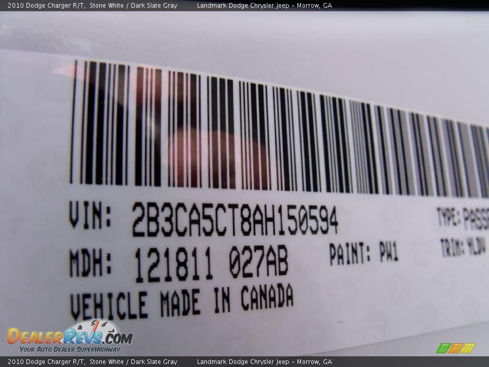 2010 Dodge Charger R/T Stone White / Dark Slate Gray Photo #14