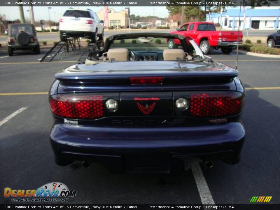 2002 Pontiac Firebird Trans Am WS-6 Convertible Navy Blue Metallic / Camel Photo #4