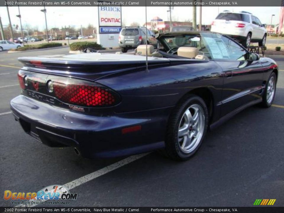2002 Pontiac Firebird Trans Am WS-6 Convertible Navy Blue Metallic / Camel Photo #5