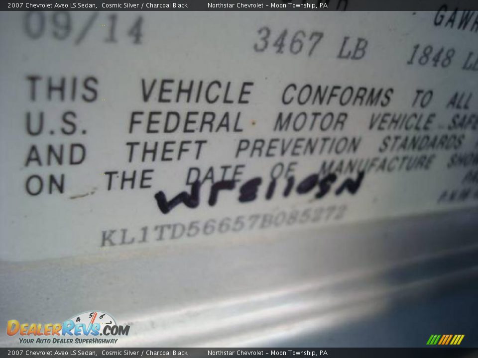 2007 Chevrolet Aveo LS Sedan Cosmic Silver / Charcoal Black Photo #19