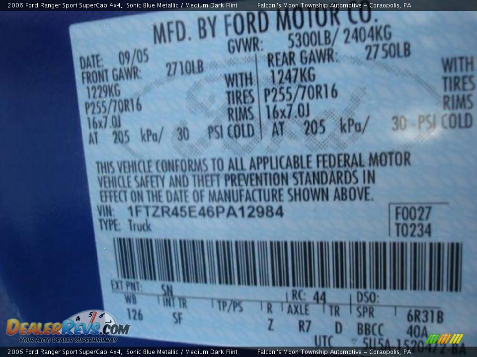2006 Ford Ranger Sport SuperCab 4x4 Sonic Blue Metallic / Medium Dark Flint Photo #14