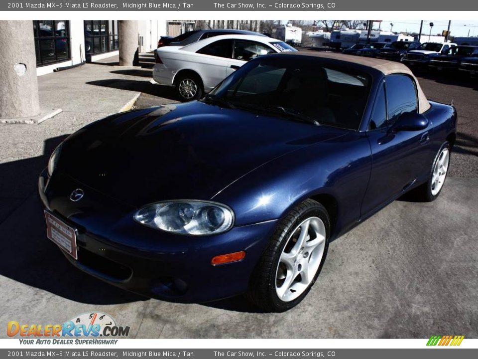 2001 Mazda MX-5 Miata LS Roadster Midnight Blue Mica / Tan Photo #2