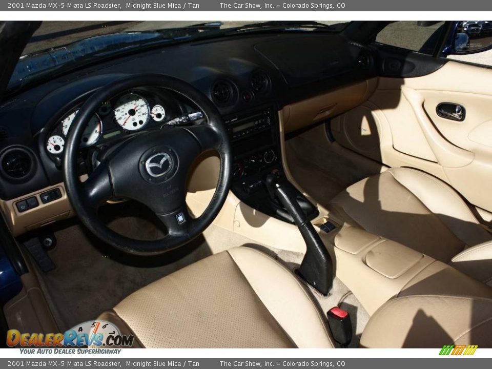 2001 Mazda MX-5 Miata LS Roadster Midnight Blue Mica / Tan Photo #7