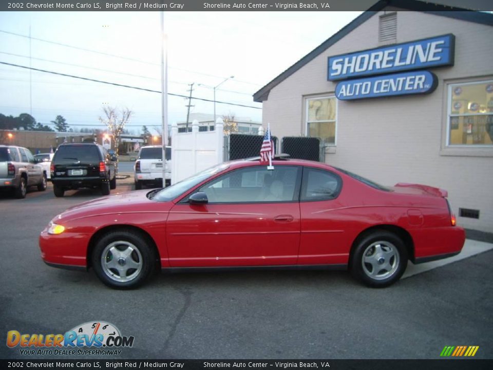 2002 Chevrolet Monte Carlo LS Bright Red / Medium Gray Photo #3