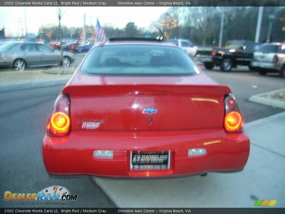 2002 Chevrolet Monte Carlo LS Bright Red / Medium Gray Photo #5