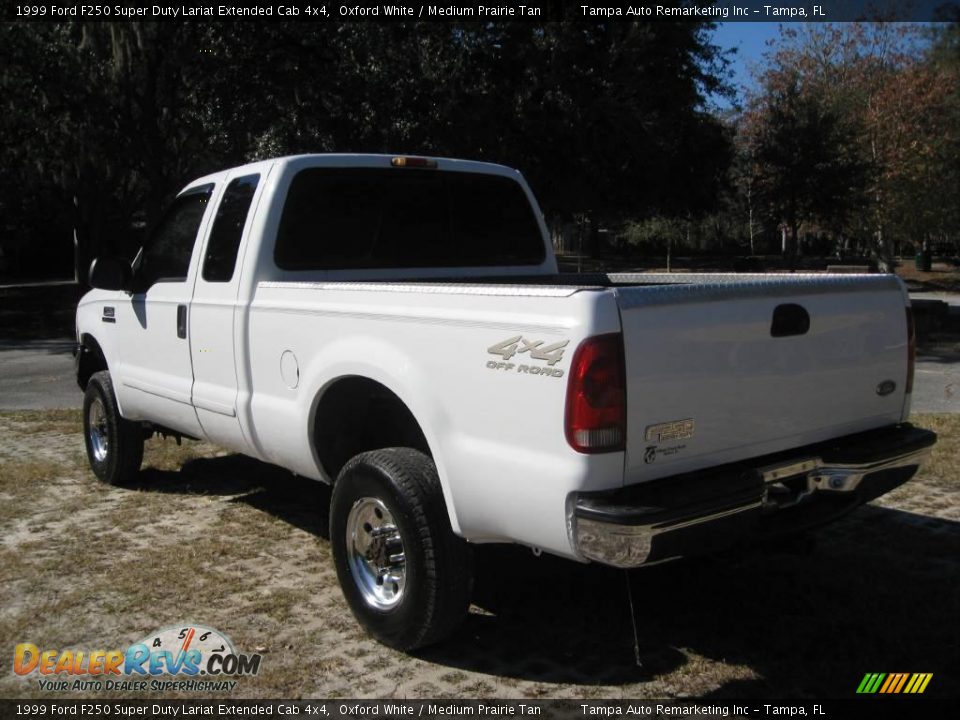 1999 Ford F250 Super Duty Lariat Extended Cab 4x4 Oxford White / Medium Prairie Tan Photo #11