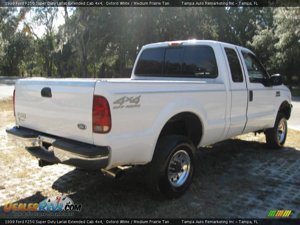 1999 Ford F250 Super Duty Lariat Extended Cab 4x4 Oxford White / Medium Prairie Tan Photo #12