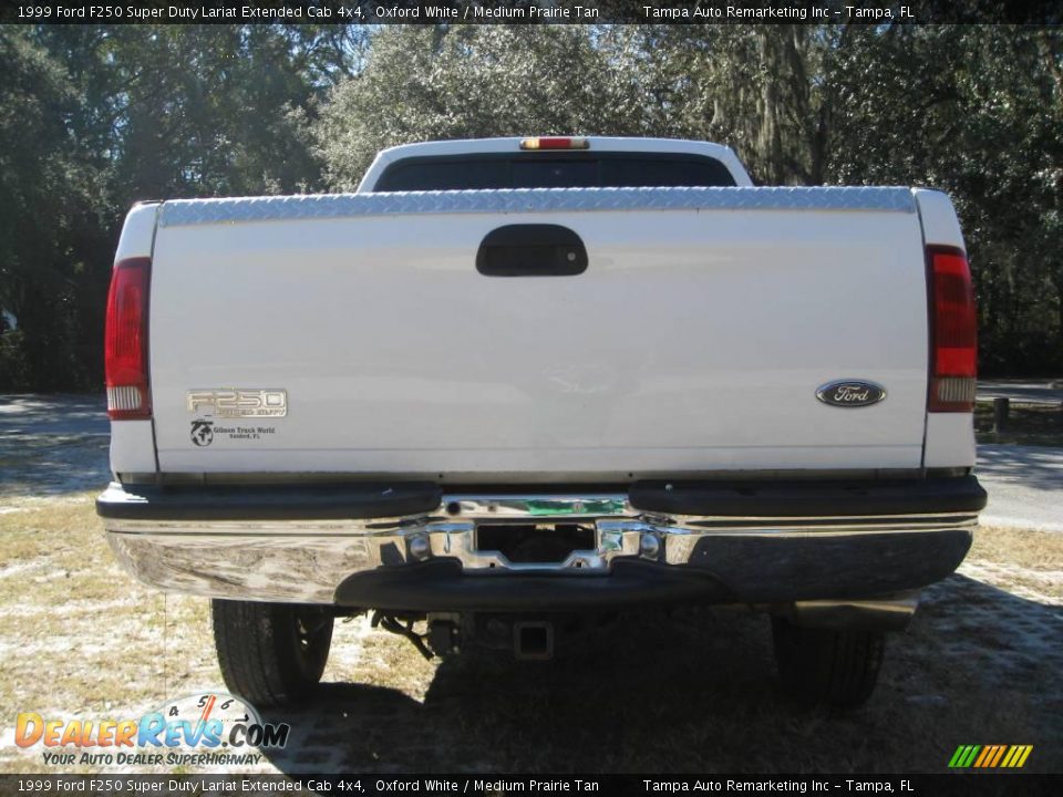 1999 Ford F250 Super Duty Lariat Extended Cab 4x4 Oxford White / Medium Prairie Tan Photo #13