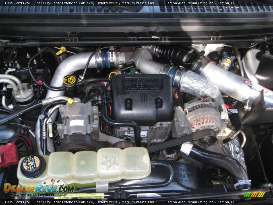 1999 Ford F250 Super Duty Lariat Extended Cab 4x4 Oxford White / Medium Prairie Tan Photo #33