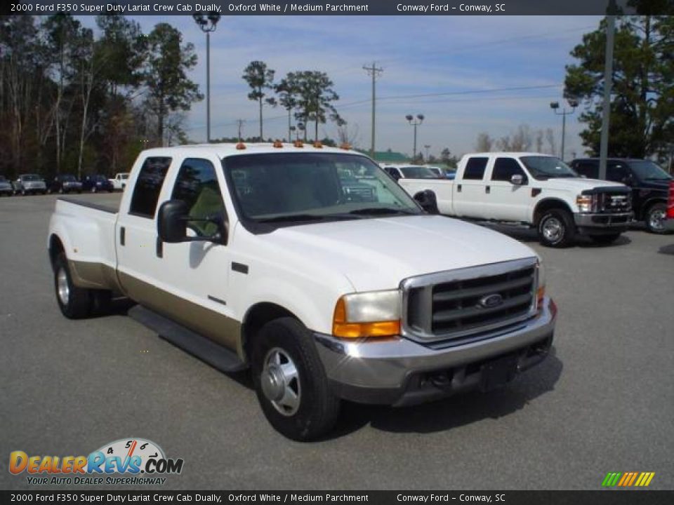 2000 Ford F350 Super Duty Lariat Crew Cab Dually Oxford White / Medium Parchment Photo #3