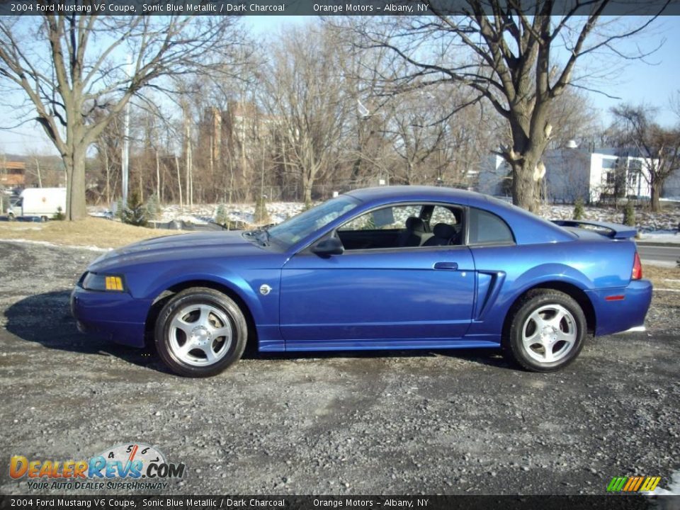 2004 Ford Mustang V6 Coupe Sonic Blue Metallic / Dark Charcoal Photo #3