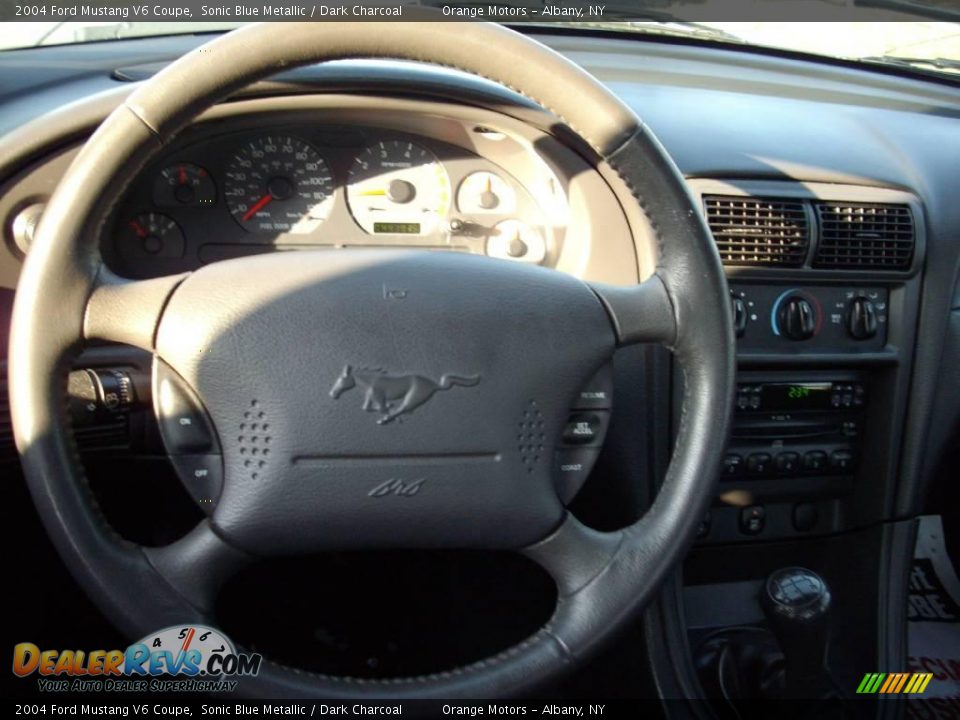 2004 Ford Mustang V6 Coupe Sonic Blue Metallic / Dark Charcoal Photo #10