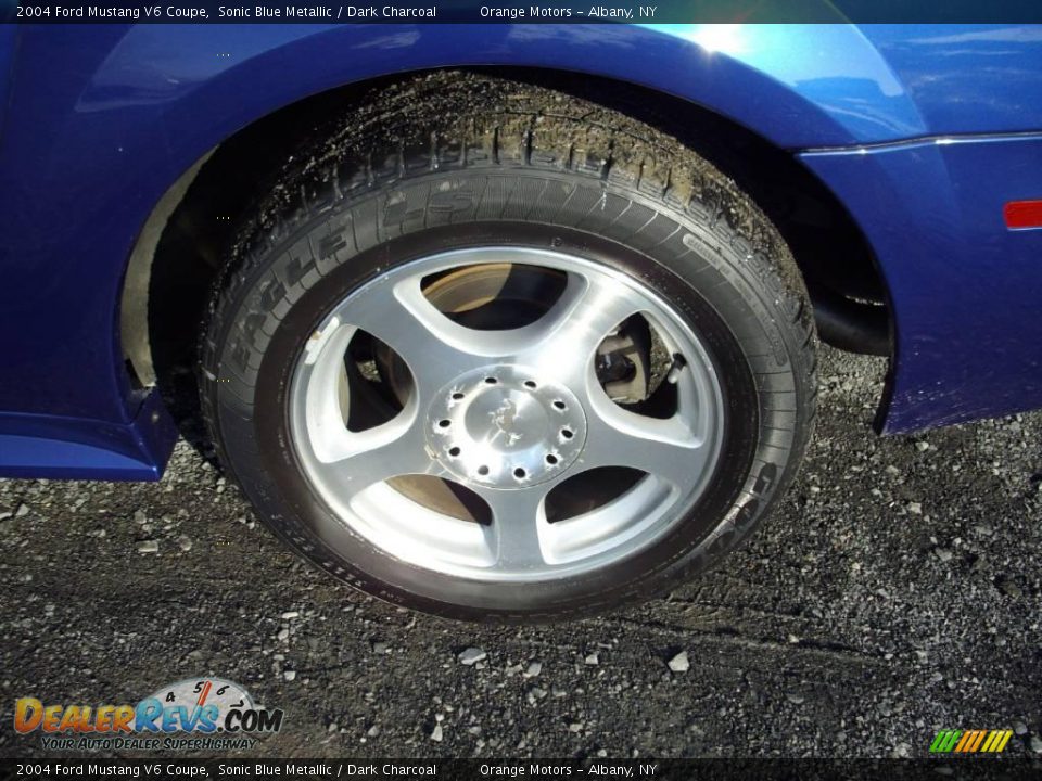 2004 Ford Mustang V6 Coupe Sonic Blue Metallic / Dark Charcoal Photo #12