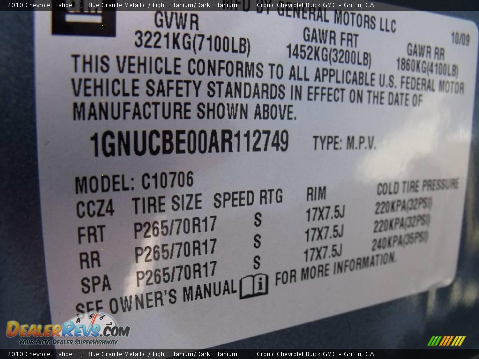 2010 Chevrolet Tahoe LT Blue Granite Metallic / Light Titanium/Dark Titanium Photo #21